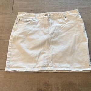 Ann Taylor White Ivory Denim Mini Skirt